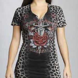 Rebel saints leopard top